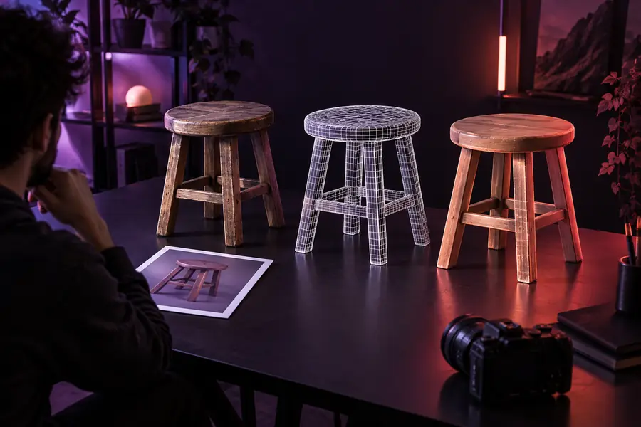 Browser-Workflow zur Umwandlung eines Bildes in ein 3D-Modell